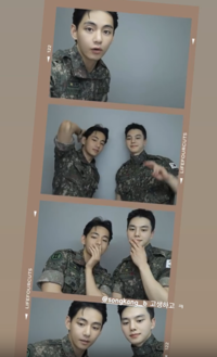 BTS 뷔, 송강과 군복 네컷+벌크업 근황까지 ‘잘생김의 끝은 어디?’ [★SNS]