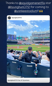 ‘오징어게임’ 이병헌, 뉴욕 양키스타디움 깜짝 방문…구단도 “와주셔서 감사”