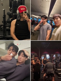 뷔와 정국의 장난, RM과의 헬스…美일상에 아미 ‘심쿵’