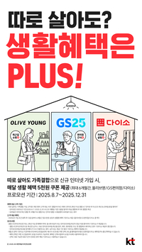 KT, 1인 가구 맞춤 ‘따로 살아도 생활혜택 Plus’ 출시