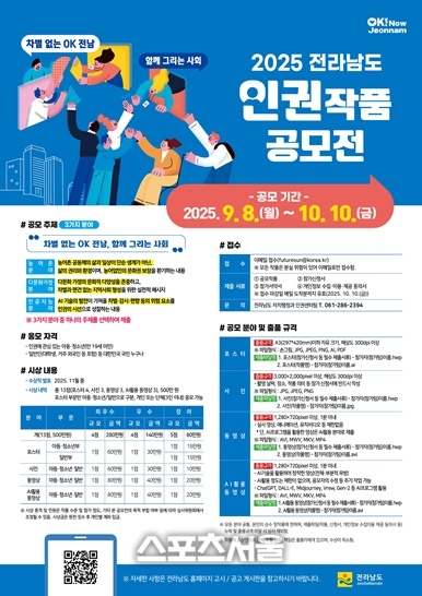 전남도, 전국민 대상 ‘인권작품’ 공모전