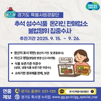 경기도, 추석 앞두고 성수식품 온라인 판매업소 360곳 집중 수사