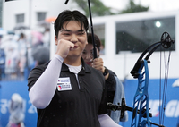 [포토]전한서, 주먹 불끈(정몽구배 양궁)