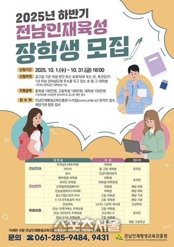 전남도, 전남인재육성 장학생 868명 모집