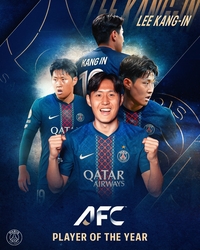 “아시아 축구 최고 재능” PSG도 직접 나섰다…쿠보·타레미 제친 이강인, AFC 올해의 국제선수상 ‘축하’