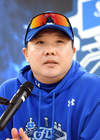 [포토]플레이오프 3차전 앞둔 삼성 박진만 감독