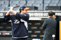 [포토]KS 4차전 준비하는 한화 노시환