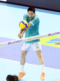 [포토]대한항공 리베로 료헤이의 리시브