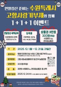 수원시,고향사랑기부제 참여자 300명 추첨 상품권 제공