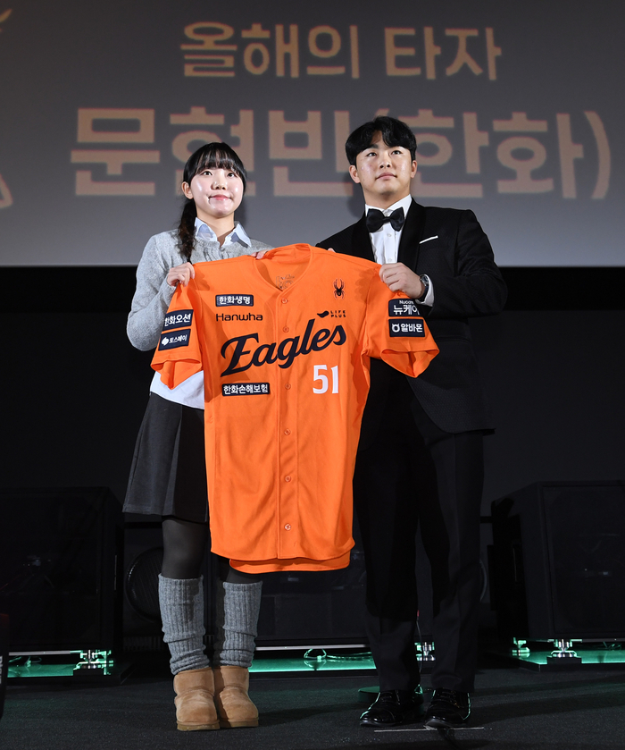 “한화 진짜 미래가 왔다!”…문현빈, ‘괴물 성장’으로 올해의 타자상 품었다 [올해의 상]