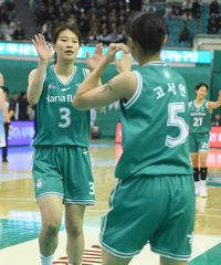 [포토] 정현과 하이파이브 하는 고서연