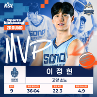 [공식] 워니 제쳤다, 평균 22.3점 맹활약! 고양 소노 이정현, 2라운드 MVP 선정