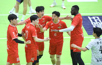 [포토] 환호하는 한국전력 선수들