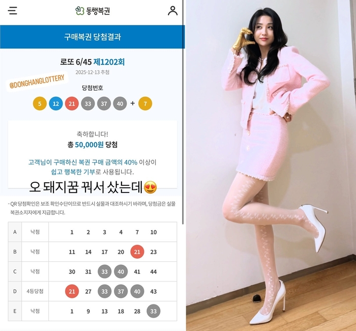 “돼지꿈 꿔서” 박하선 로또 당첨 인증…몇등 됐길래? 매니저는 3등 ‘대박’