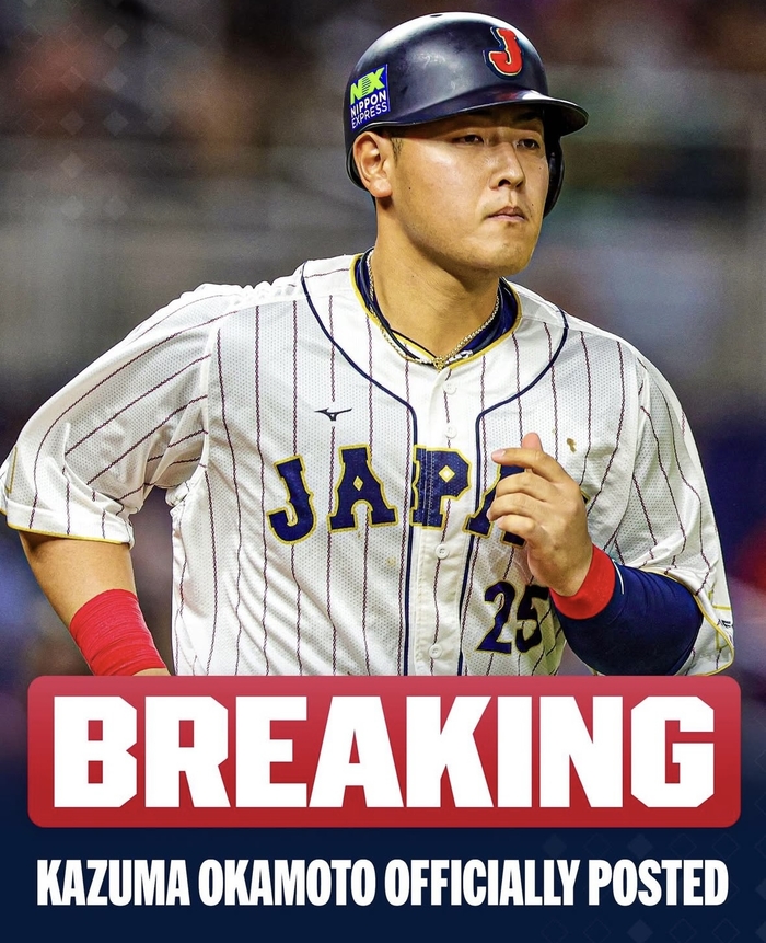 일본 요미우리 출신 오카모토 카즈마. 사진 | MLB SNS