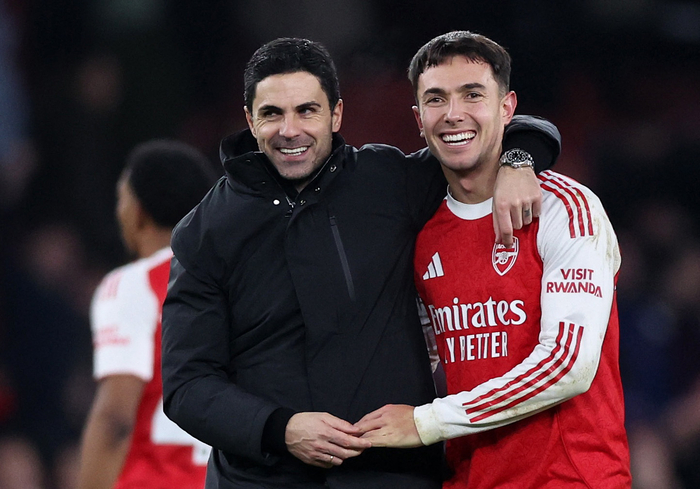 아르테타 감독과 수비멘디. 로이터연합뉴스 