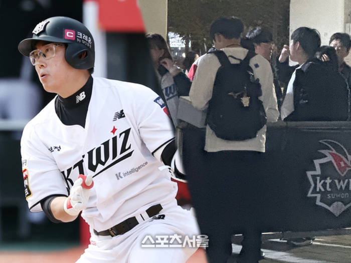 허경민이 경기가 끝난 후, 저녁 11시까지 남아 팬에게 사인을 하고 있는 모습. 사진 | KT 위즈, 박연준 기자 duswns0628@sportsseoul.com