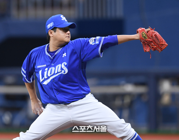 삼성 투수 최지광이 29일 고척 스카이돔에서 열린 2024 KBO리그 키움과 경기 8회 역투하고 있다. 2024. 8. 29. 고척 | 최승섭기자 thunder@sportsseoul.com 