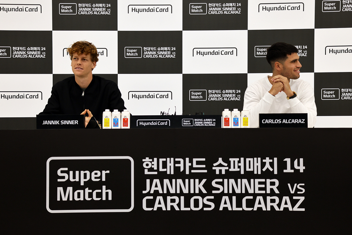 첫 ‘방한’ 슈퍼매치 앞둔 알카라스와 신네르 “좋은 라이벌 구도, 한국서 2026년 첫 경기 치를 수 있어 좋다”[SS현장]