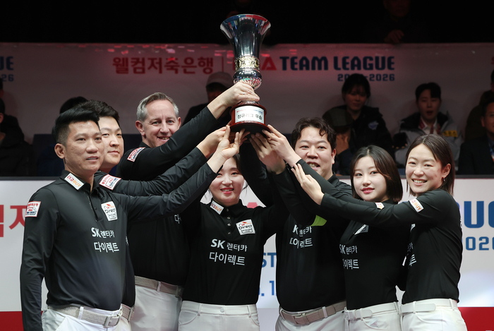 PBA팀리그 정규리그 종합 1위를 차지한 SK렌터카. 사진 | 프로당구협회