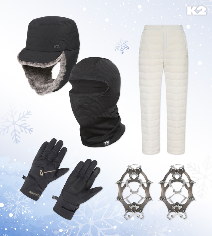 K2, 겨울 산행 필수템 제안...아이젠부터 방한 액세서리까지