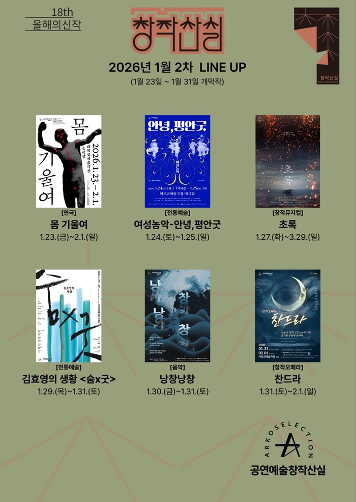 ‘창작산실’ 2차 라인업 공개…연극·뮤지컬·오페라·전통예술 창작 실험