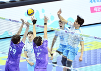 [포토]속공으로 득점하는 대한항공 김규민