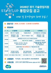 경과원 ‘기술창업 지원사업’ 통합 모집... 70개사 선발