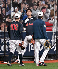 [포토]오릭스와의 연습경기 준비하는 오타니