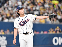 [포토]곽빈, 한신과의 연습경기 역전 허용