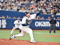 [포토]한신과의 연습경기 등판한 류현진