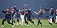 [포토]오릭스전 준비하는 야구대표팀