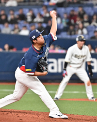 [포토]오릭스와의 연습경기에 등판한 송승기