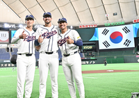 [포토]WBC 한국대표팀으로 뭉친 위트컴-더닝-존스