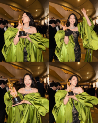 ‘케데헌 루미’ 아덴 조, 멈출수 없던 눈물…‘올리브 그린’ 드레스도 조명