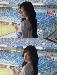 “삼성으로 갈아탔다”… 프로미스나인 이채영, 시구 한 번에 팬심 흔들었다