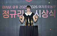 [포토]KB스타즈 박지수, 3관왕 올랐어요!