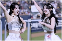 “박성한, 랜더스 위하여 시원하게 날려라”...응원송, SSG 치어리더 정설아