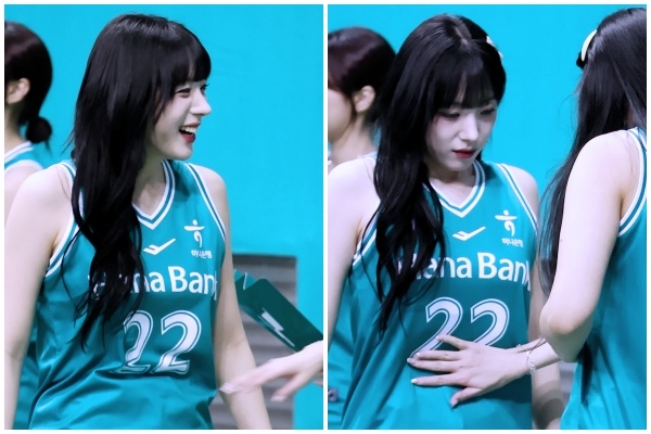 ‘뱃살 제로(?)’라고 우기는 치어리더 하지원...악착같이 확인하는 장난꾸러기 동료들의 장난삼매경