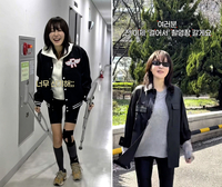 “목발 안녕”...배우 엄지원, 부상 극복하고 드라마 ‘대리수능’ 촬영 재개