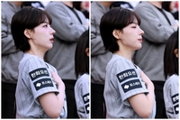 하지원 치어리더, 기침 참아가며 꼿꼿한 애국가 예절!