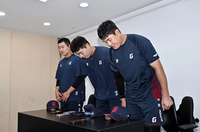 [포토]롯데 나승엽-고승민-김세민, ‘물의를 일으켜 죄송합니다...’