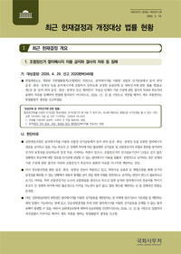 국회 법제실, ‘최근 헌재결정과 개정대상 법률 현황(제2026-3호)’ 발간