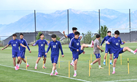 [포토]고지대 훈련하는 축구국가대표팀