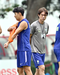 [포토]축구대표팀 훈련, 손흥민과 홍명보 감독
