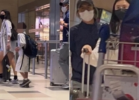 배용준♥박수진, 자녀들과 싱가포르 공항서 포착…박신혜 부부와 동행