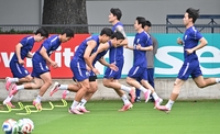 [포토]열정적으로 훈련하는 축구대표팀