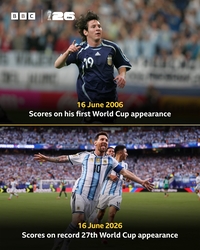 이런 ‘우연’도 있네…메시, 2006년 6월16일 월드컵 첫 골→정확히 20년만 WC 첫 해트트릭+최다 득점 타이까지[J조는 지금]