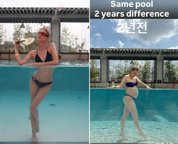 빈지노 아내 미초바, 이태원 수영장서 ‘한 줌 허리’ 과시