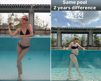 빈지노 아내 미초바, 이태원 수영장서 ‘한 줌 허리’ 과시